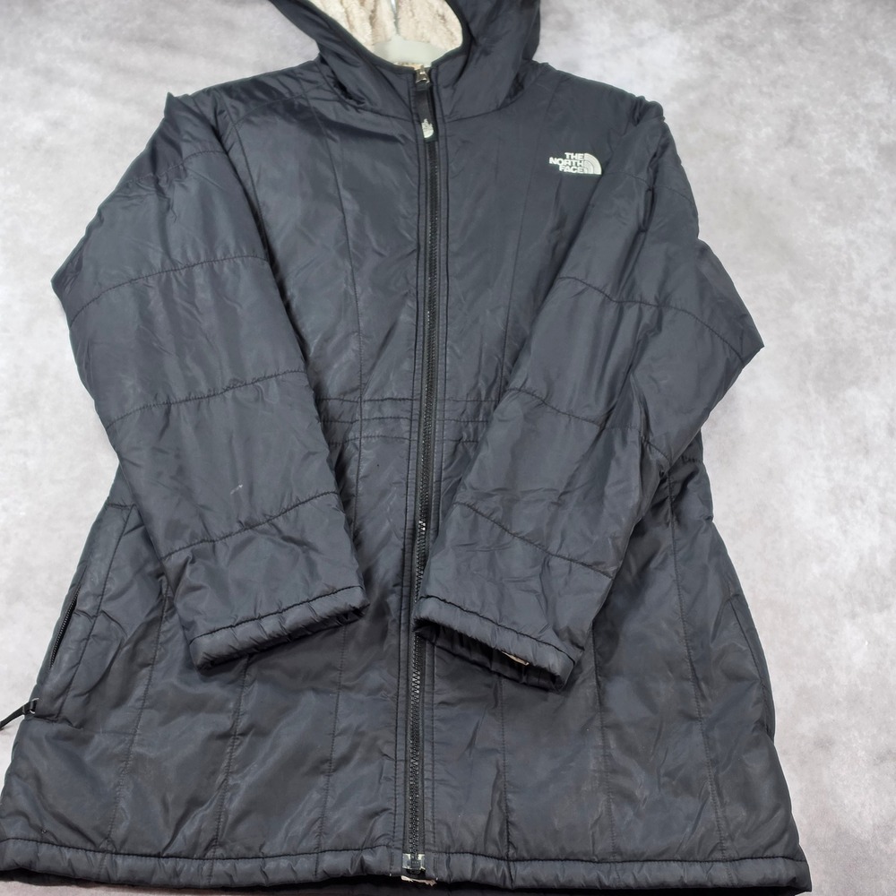 The North Face Insulated Parka Kids XL 18 Black Fair Fleece Lined Quilted Jacket